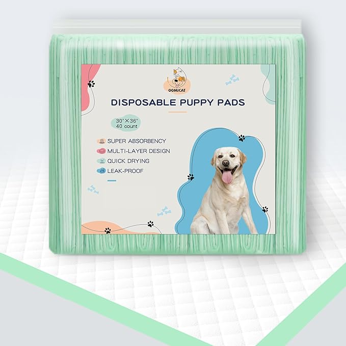 Dog Pee Pads Extra Large 30" × 36" - 40 Count, XXL Urine Underpads｜Unscented Green Pet Pee Pads, Super Absorbent & Leak-Proof Potty Pads for Doggies