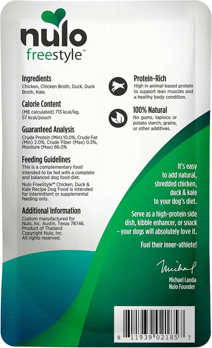 Nulo Freestyle Chicken, Duck, & Kale in Broth Real Meat Dog Food Topper, 2.8 Ounce (Pack of 24)