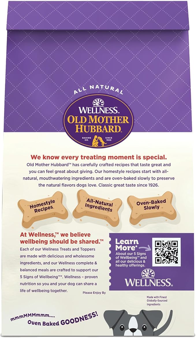 Wellness Old Mother Hubbard Hip & Joint Dog Biscuits, Natural Training Treats, Chicken, Apple, Oats, and Carrot Flavor, Mini Size, 20 oz Bag