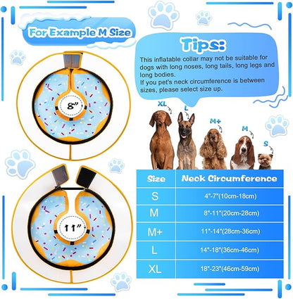 CNEO Inflatable Dog Cone Collar with Detachable Enhanced Anti-Licking Shield, Soft Neck Donut Collar for Dogs After Surgery, Adjustable Dog Cone Alternative for Large Medium Small Dogs & Cats