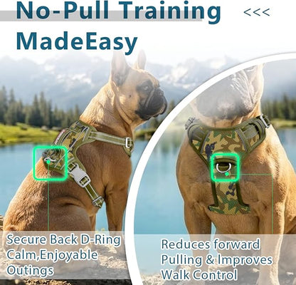 BARKBAY Dog Harness No Pull with ID Tag Pocket - Heavy Duty, Reflective, Easy Control for Large Dogs(Camo,XL)