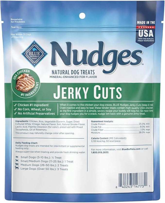 Blue Buffalo Nudges Jerky Cuts Natural Dog Treats Chicken Bag