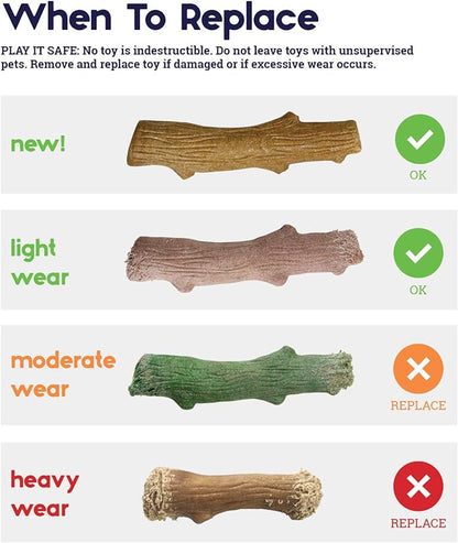 Pupstages Super Dogwood Dog Chew Toy – Real-Wood Blend, Natural Wood Flavor & Texture, Moderate Chewers, XS, 6"