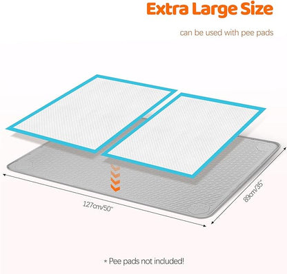 Pee Pads for Dogs, 50" x 35" Extra Large Reusable Silicone Mat, Washable Puppy Training Pads for Potty Training, Non-Slip, Leak-Proof, Indoor Floor Protection (Light Grey)