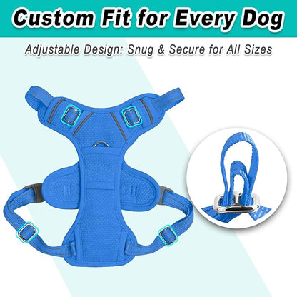 BARKBAY Dog Harness No Pull Mesh for Small Dogs - Adjustable, Reflective, Comfortable, No Choke, Heavy-Duty - Perfect for Outdoor Training, Walking, and Hiking - Strong & Durable - S & Blue Mesh