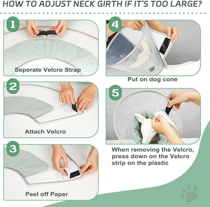 Dog Cone Collar for Recovery: Soft Elizabethan Collar Alternative to Stop Licking, Adjustable Pet Cone for Large, Medium, Small Dogs, for Surgery, Spay, Injury, Skin Treatment (Light Green, L)