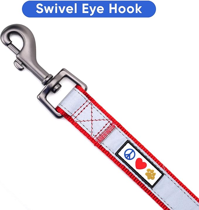 Pawtitas 6 FT Padded Dog Leash with Comfortable Neoprene Padding Handle - Red Lead | Medium Reflective Dog Leash with Highly Reflective Band Perfect for Medium and Large Dogs and Puppies.