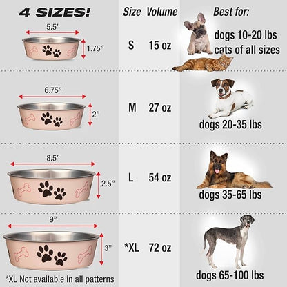 Loving Pets Bella Dog Bowls- Stainless Steel Dog & Cat Bowls - Spill Proof Dog Food Bowl, Cat Bowl, Puppy Essentials & Pet Supplies Great for Home & Travel (Small 10-20 lbs, Paparazzi Pink)