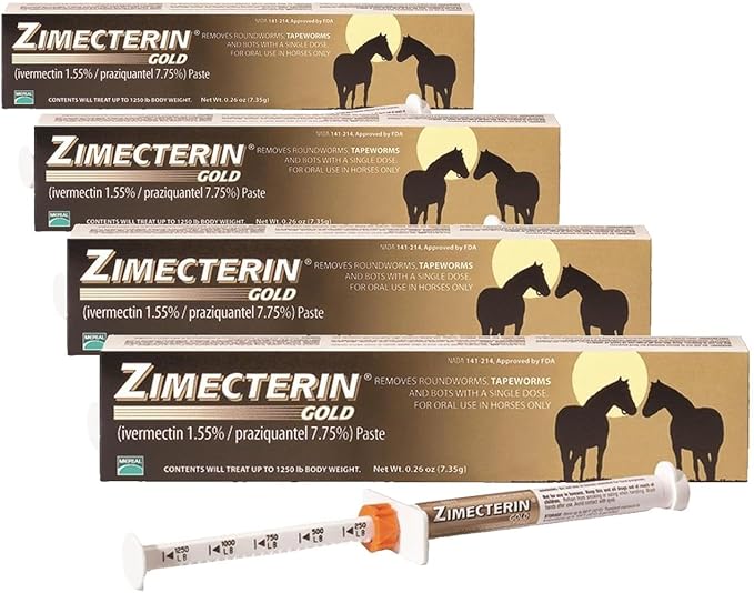 Merial Zimecterin Gold Dewormer Paste for Horses, 7.35gm (Packaging May Vary) (Pack of 4)