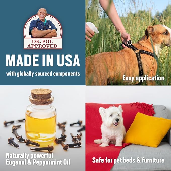 Dr. Pol Incredi-Pol Flea & Tick Spray | Fast-Acting Pest Control for Dogs | Helps Repel & Eliminate Fleas, Ticks & Larvae | Safe & Effective Formula | 8 oz