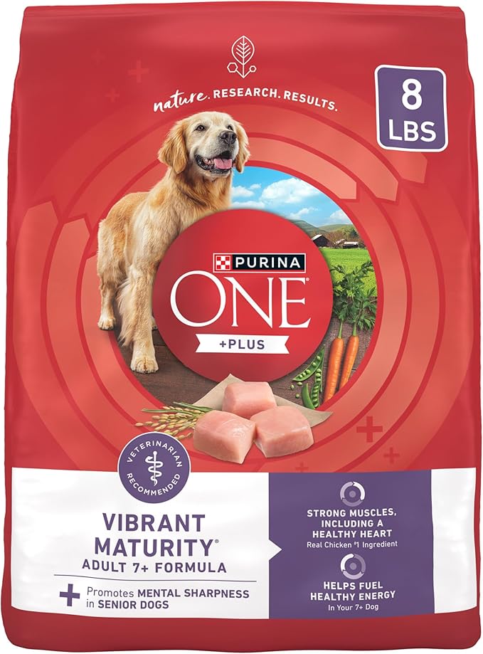Purina ONE High Protein Dry Senior Dog Food Plus Vibrant Maturity Adult 7 Plus Formula - 8 lb. Bag