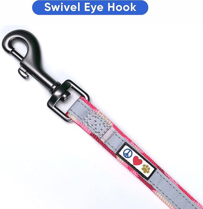 Pawtitas Personalized Camo Pink Dog Leash 6 ft Custom ID Lead for Dogs & Puppies Reflective Comfortable Padded Handle Embroidered Name & Phone Number
