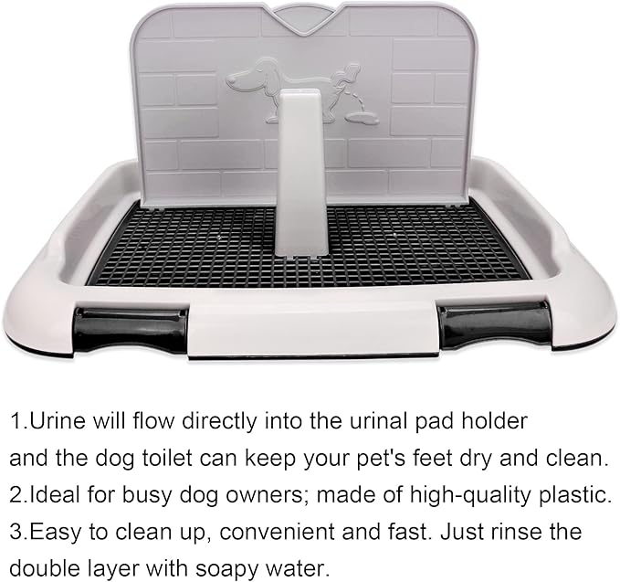 HUIOP Dog Toilet, Prevent Torn Nappy Pads, Ideal for Small Dogs, Simulated Wall Design, Suitable for Male, Keep Feet Dry, 1L Urine Absorption Busy Owners Pet Toilet (Black)