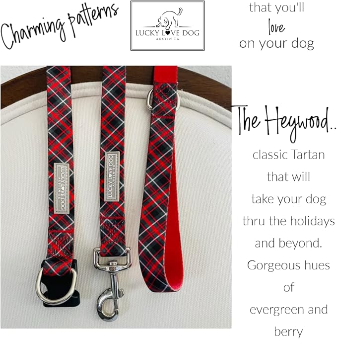 Lucky Love Dog Martingale Dog Collar - Adjustable, No-Slip, Durable, & Soft Webbing Collar for Male and Female Dogs Ideal for Training & Walking - Heywood, Medium