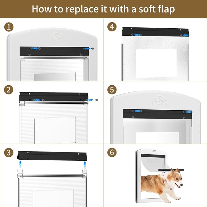 MAVRICFLEX White Frame Large Dog Door, Plastic Dog Door with Sliding Lock Panel and Magnetic Hard Flap, Doggie Door for Dogs Up to 80LBS, Large
