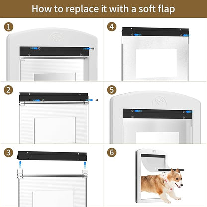 MAVRICFLEX White Frame Large Dog Door, Plastic Dog Door with Sliding Lock Panel and Magnetic Hard Flap, Doggie Door for Dogs Up to 80LBS, Large