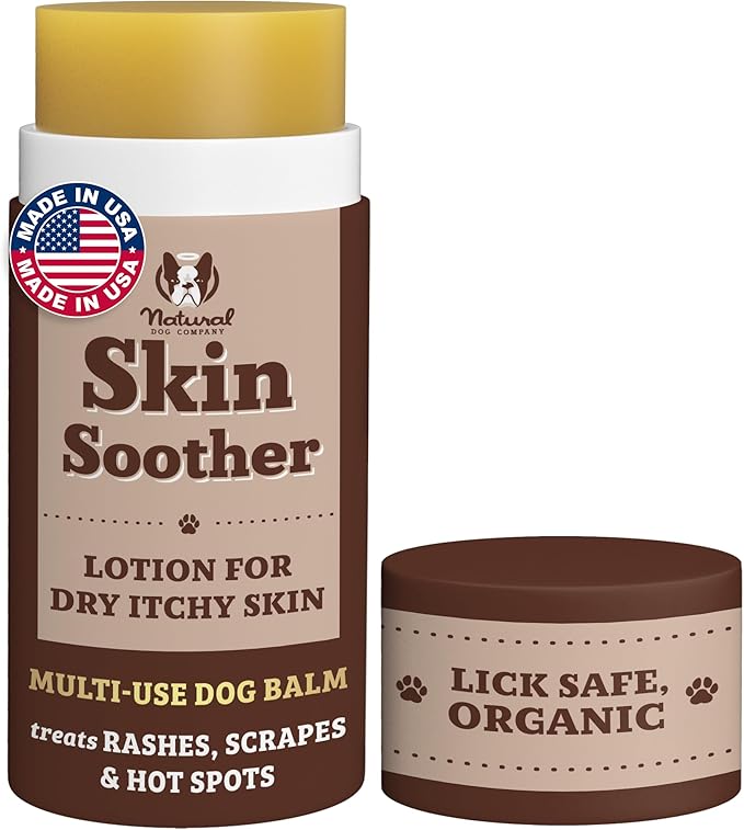 Natural Dog Company Skin Soother Balm for Skin Irritation, Allergy and Itch Relief for Dogs, Hot Spot Treatment, Dog Moisturizer for Dry Skin, Healing Ointment with Coconut Oil & Vitamin E, 2 oz Stick