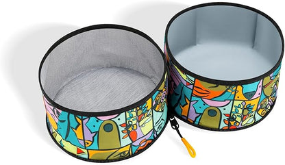 OllyDog Superbowl | Collapsible Dog Travel Bowl | 2 Compartment Food & Water | Foldable| Portable Dog Bowl | Hiking, Camping (Cloud9)