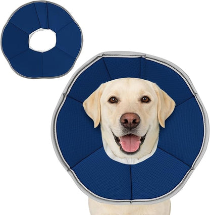 MAXFUT Dog Cone Collar,Soft Cone for Dogs to Stop Licking After Surgery,Non Inflatable Dog Donut Cone (Blue, XXL)