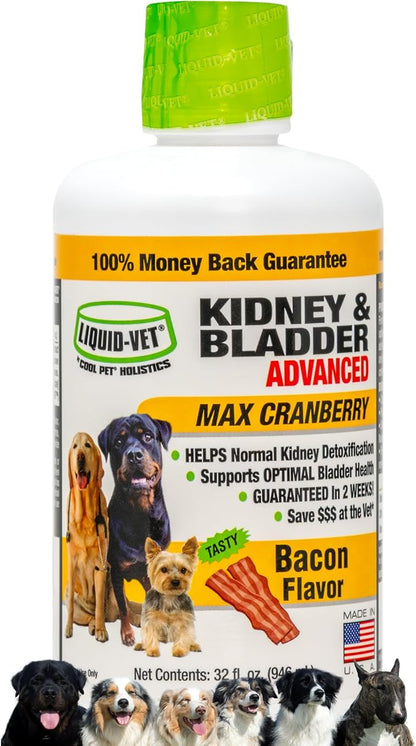 Premium Easy to Dose Liquid for All Dogs with Cranberry & D-Mannose: Comprehensive Dog Formula for Kidney & Bladder Support