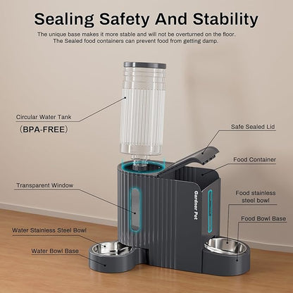 Gardner Pet Automatic Gravity Cat Food Feeder and Water Dispenser Stainless Steel Two-in-One Set Large Capacity Dispenser for Pets Dogs, Puppies, Kittens-(0.8 Gallons x 2)