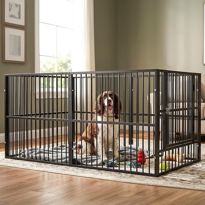 Dog Playpen - 32" Height Dog Pen, Heavy Duty Puppy Pen with Door, Safe & Sturdy, Easy Assemble for Indoor/Outdoor Pet Playpen