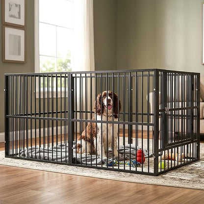 Dog Playpen - 32" Height Dog Pen, Heavy Duty Puppy Pen with Door, Safe & Sturdy, Easy Assemble for Indoor/Outdoor Pet Playpen