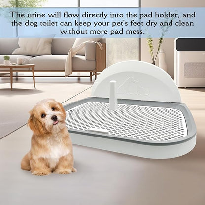 Tfwadmx Pee Pad Holder Dog Potty Tray with Splash Guard & Center Post Mesh Training Toilet Potty Tray Puppy Pad Holder for Puppy and Small Size Dog (Grey, 18.1"×14.8")