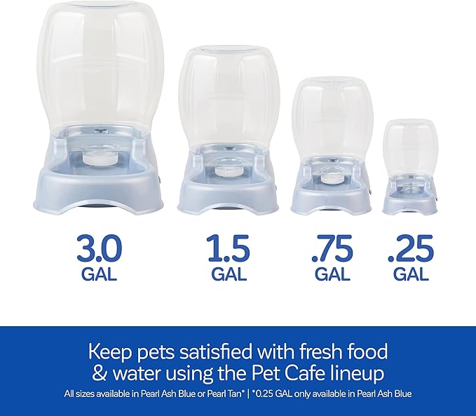Petmate Pet Cafe Cat and Dog Gravity Water Dispenser - Water Bowl for Cats and Dogs, USA Made, 0.75 GAL, Pearl Gray