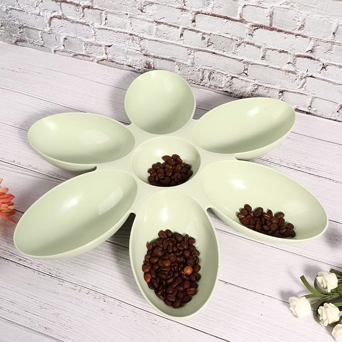 Cat Water Bowl Multiple Case Food Feeder Water Feeding Bowl Six Petals Plastic Feeder Puppy Food Dispenser Bowls for Cats Dogs(Green)