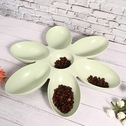 ZJchao Plastic Dog Bowl, Pet Six Petals Multiple Case Food Feeder Puppy Bowls Puppy Feeding Bowls Water Feeding Station for Cats Dogs General, 16.54x16.54inch (Green)