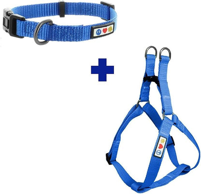 Pawtitas Value Bundle Set | Large Dog Harness + Large Dog Collar – Blue Set