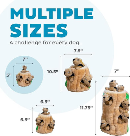 Outward Hound Hide-A-Squirrel Dog Toy – Interactive 2‑in‑1 Plush Puzzle with 3 Squeaky Removable Squirrels, Small