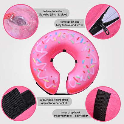 Katoggy Inflatable Dog Cone Collar for After Surgery, Doggie Neck Blow up Donut Recovery ECollar, Soft Adjustable Dog Cone for Small Medium Large Dogs and Cats