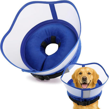 Soft Dog Cone Collar, Inflatable Cones Alternative After Surgery for Large/Medium/Small Dogs to Stop Licking, XL Elizabethan Neck Ecollars of Shame with Anti-Lick Shield, Comfy Pillow Recovery