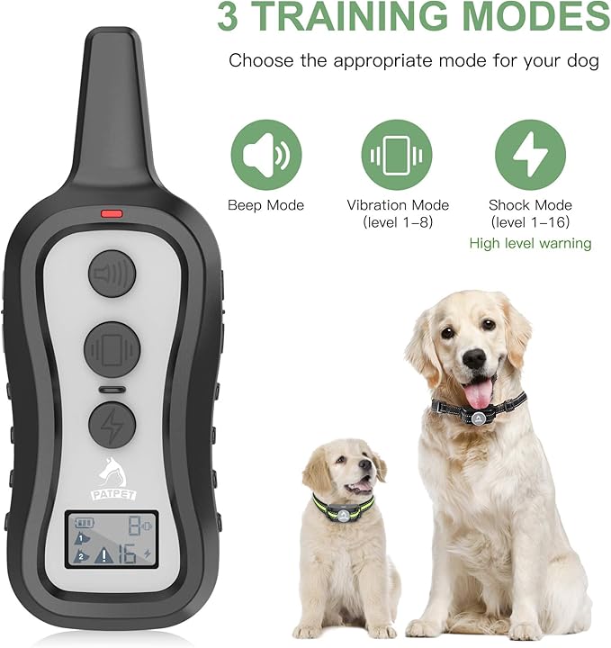 PATPET Dog Shock Collar for 2 Dogs - Dog Training Collar with Remote