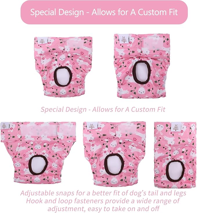 CuteBone Dog Diapers Female Washable Small Medium Large 3 Pack Reusable Doggie Diapers Puppy Period Pants for Doggy Heat Cycle Peeing