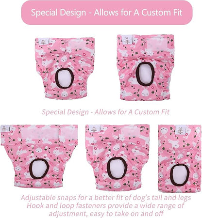 CuteBone Dog Diapers Female Washable Small Medium Large 3 Pack Reusable Doggie Diapers Puppy Period Pants for Doggy Heat Cycle Peeing