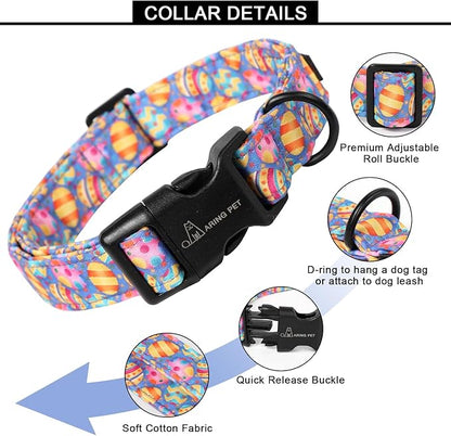 ARING PET Easter Dog Collar, Cute Purple Eggs Pet Collars with Quick Release Buckle for Puppy Small Medium Large Boy Girl Dogs-XS