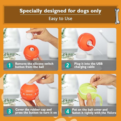 PetDroid Interactive Dog Toys Dog Ball, [Newly Upgraded] Durable Motion Activated Automatic Rolling Ball Toys for/Small/Medium/Large Dogs,USB Rechargeable(Orange)