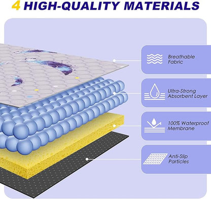 WanpeeGoo Washable Pee Pads for Dogs, 2Pack Reusable Puppy Pads, Super Absorbent & Leakproof Dog Pads, Anti-Slip Dog Pee Pads for Puppy Training & Incontinence, Feather Pattern 24"x24"