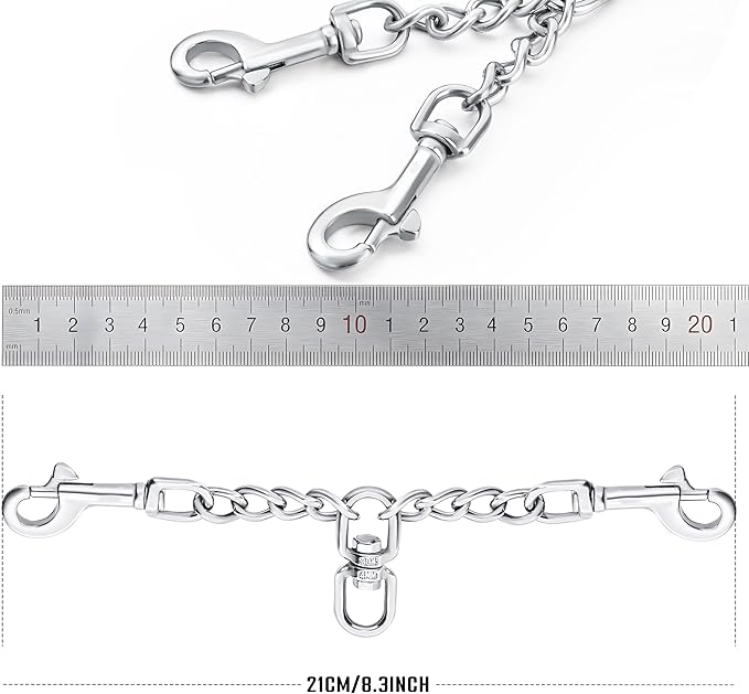 Prong Collar Safety Clip Stainless Steel Dog Safety Clip, Leash Backup with Dual Clasps, Collars and No Pull Harness Connectors