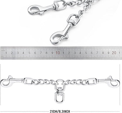 Prong Collar Safety Clip Stainless Steel Dog Safety Clip, Leash Backup with Dual Clasps, Collars and No Pull Harness Connectors