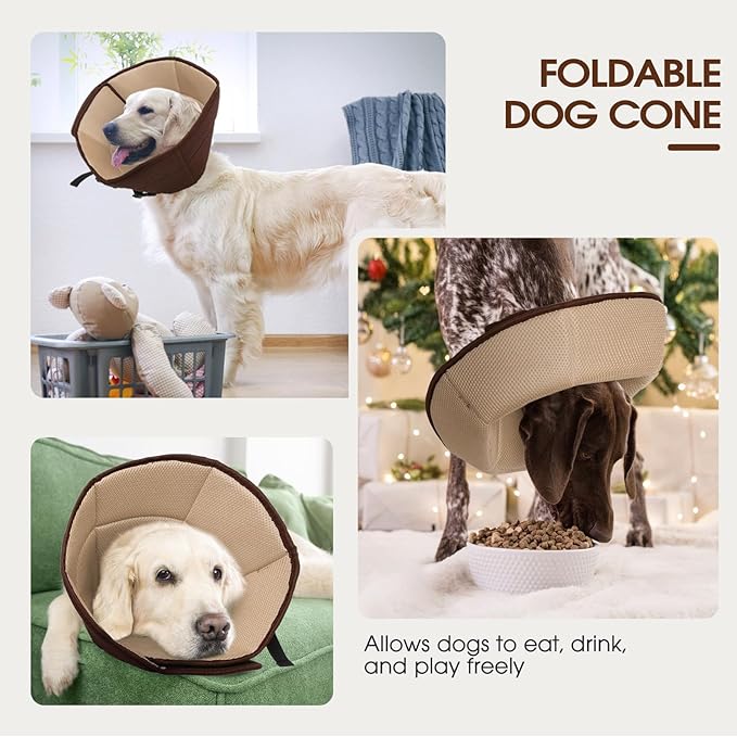 Dog Cone Collar After Surgery for Large Dogs, Adjustable Soft Cone for Dogs to Stop Licking, Professional Elizabethan Collar for Pet, Recovery Cones for Wound Healing & Hot Spots