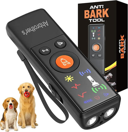 Ahbrother's Dog Bark Deterrent Devices 2X Ultrasonic Anti Barking 4 Training Modes Barks No More Indoors Outdoors Behavior Correct Safe & Humane Rechargeable Compact Bark Control for Dogs
