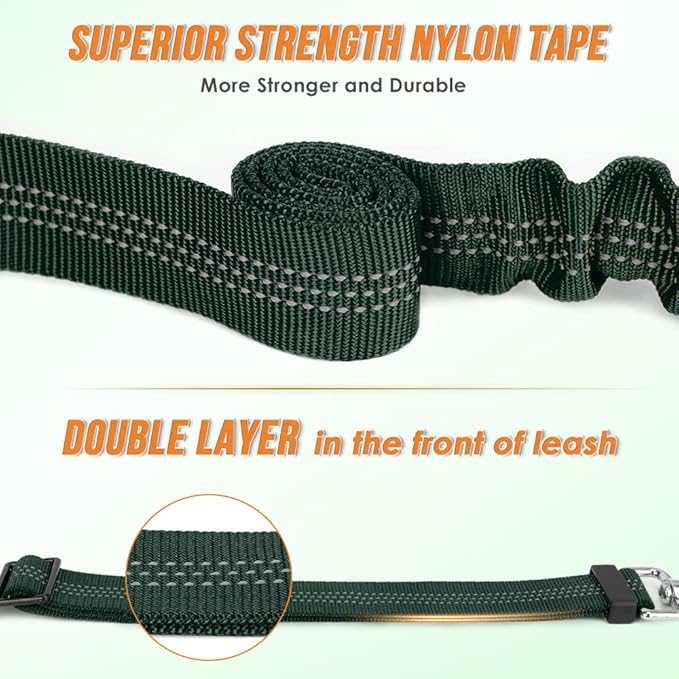AUTOWT Double Dog Leash, No Tangle 360°Swivel Rotation Reflective Lead Attachment Adjustable Length Dual Two Dogs Lead Splitter, Comfortable Shock Absorbing Walking Training for 2 Dogs