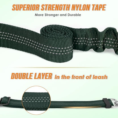 AUTOWT Double Dog Leash, No Tangle 360°Swivel Rotation Reflective Lead Attachment Adjustable Length Dual Two Dogs Lead Splitter, Comfortable Shock Absorbing Walking Training for 2 Dogs