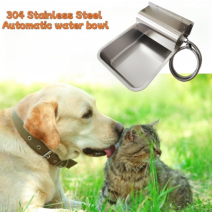 Automatic Water Dispenser for Dogs Large, Outdoor Dog Water Dispenser, 304 Stainless Steel Auto Filling Dog Water Bowl, Suitable for Horses, Chickens, Dogs, Livestock, Easy to Clean
