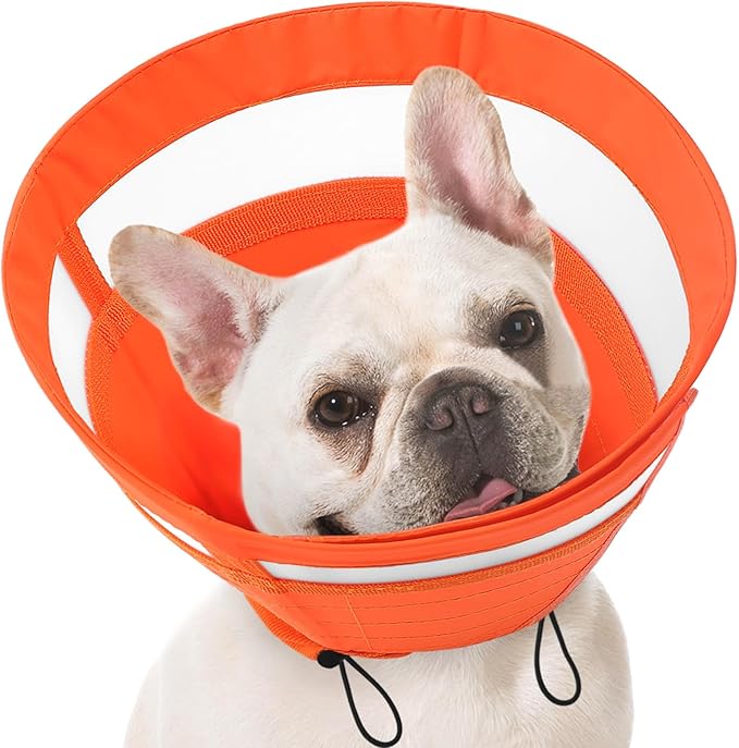 SAWMONG Soft Cone for Dogs – Small Dog Recovery Collar, Adjustable E-Collar to Stop Licking After Surgery (S, Orange)