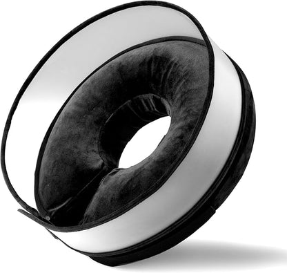 Inflatable Dog Cone, Soft Dog Cone Collar After Surgery for Alternative with Enhanced Anti-Licking Guard Shield Adjustable Detachable, Elizabethan Collar (M, Black)